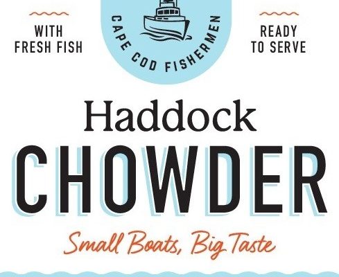 Small Boats, Big Taste Haddock Chowder label design