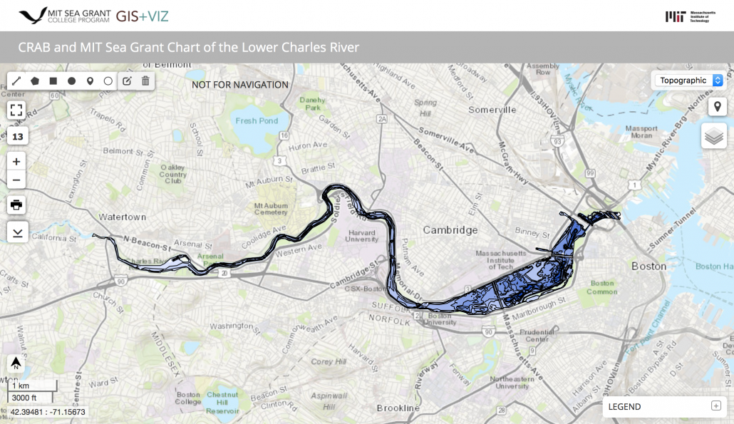 A bathymetric map of the Charles River