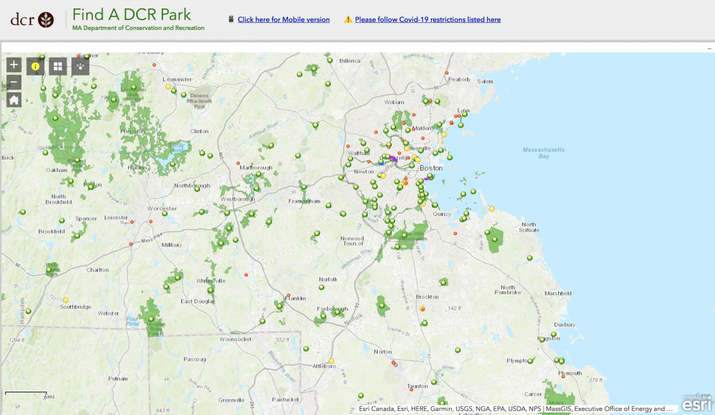 Screenshot of DCR Find a Park tool