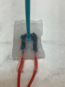 Whisker sensor, out of mold, with excess silicone removed