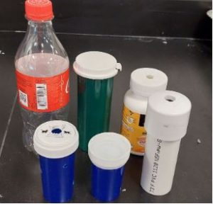 Various plastic bottles that can be used to make the pressure sensor housing