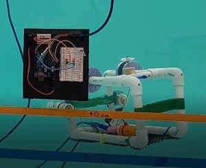 SeaPerch with pressure sensor being operated underwater