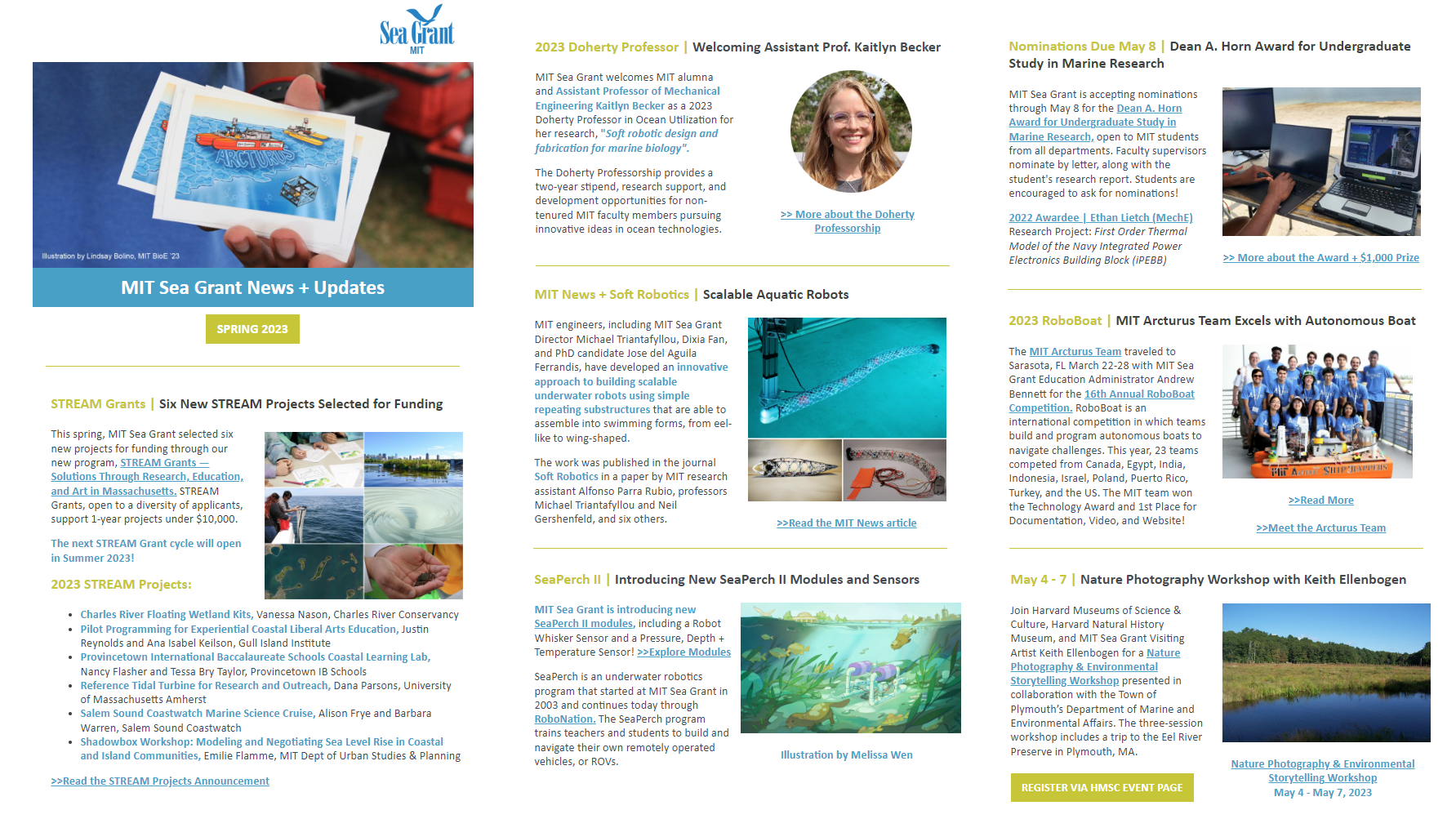 A snapshot of news and updates from MIT Sea Grant's Spring 2023 Newsletter