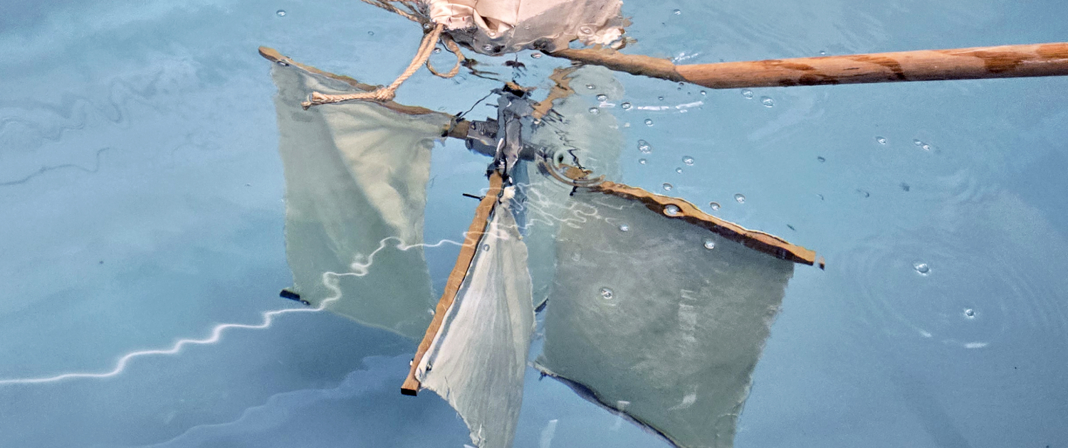 A drifter being tested in a tank at MIT