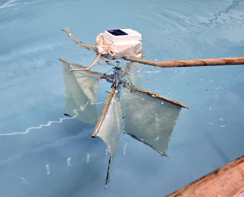 A drifter being tested in a tank at MIT