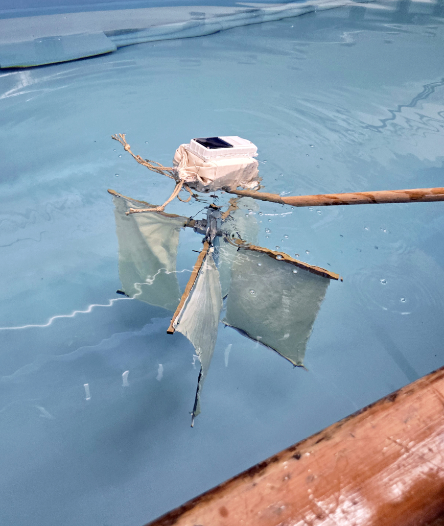 A drifter being tested in a tank at MIT