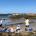 Field crew on a beach assembling equipment and waiting for divers to return with sediment cores. Photo credit: Heidi Nepf