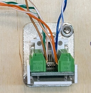 Wires installed in ethernet connector