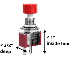 Size limits for SPST pushbutton switch