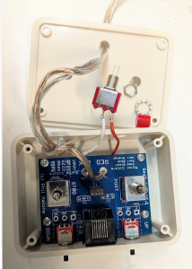 Board installed in box, switch disassembled