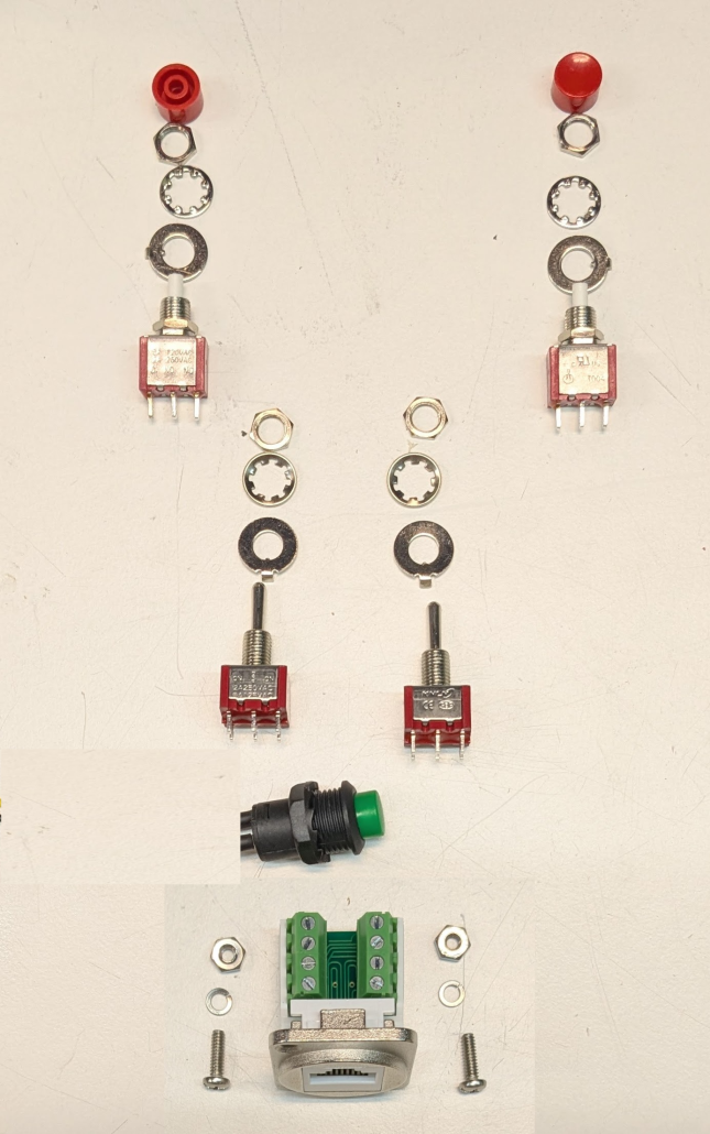 Electrical components, disassembled