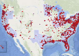 A map of the United States showing locations of all of the Sea Grant supporters who signed on to the letters to Congress